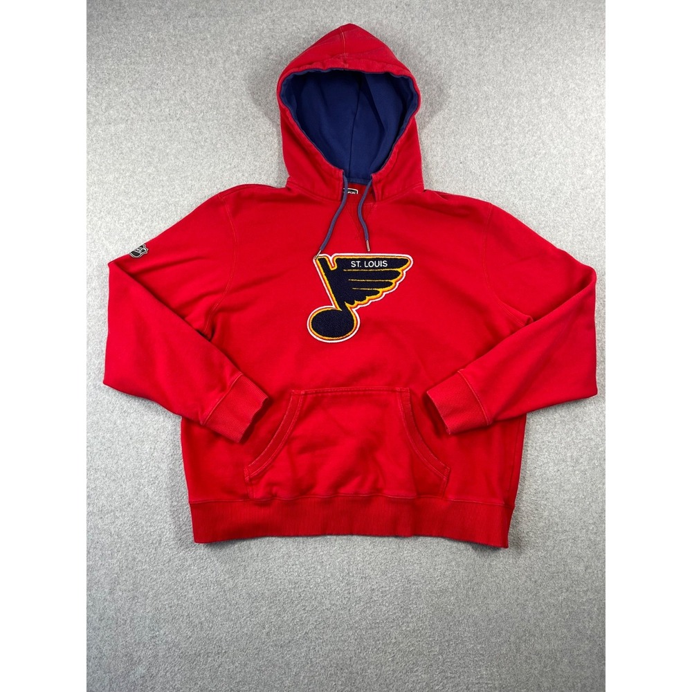 St Louis Blues Hockey Sweatshirt Mens 2XL Red NHL Contrasting Hoodie Fanatics